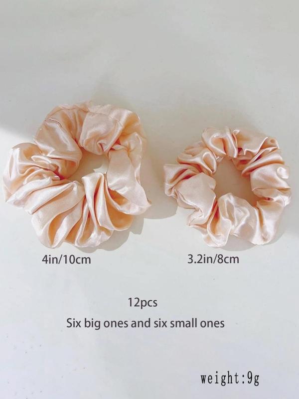 Solid Color Ruched Design Satin Scrunchie, Elegant High Stretch Hair Accessories for Women & Girls, Minimalist Headwear Suitable for Thick Hair