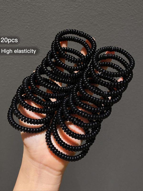 Solid Color Coil Hair Tie, Casual Simple Hair Accessories for Women & Girls, Minimalist Headwear Suitable for Thick Hair