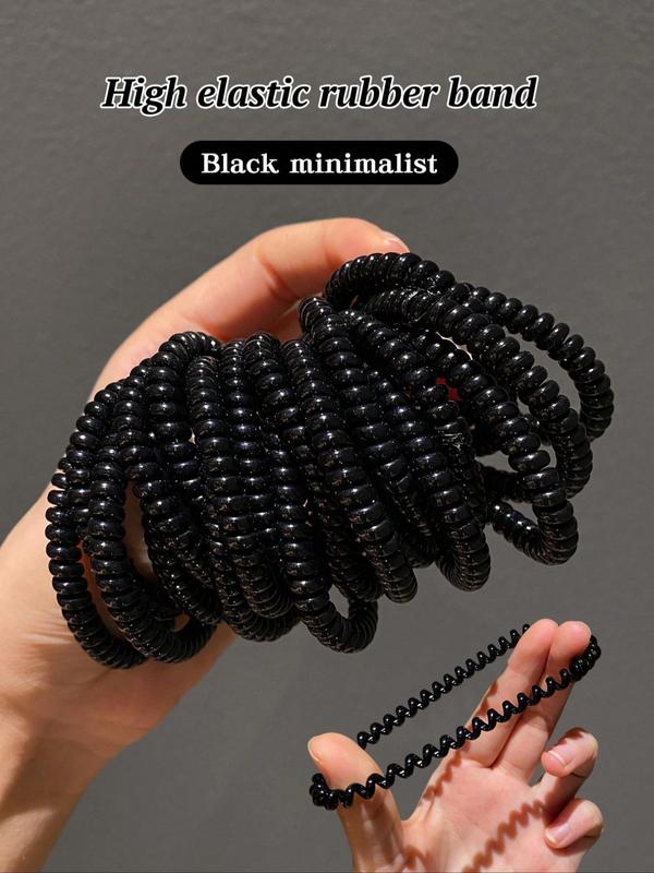 Solid Color Coil Hair Tie, Casual Simple Hair Accessories for Women & Girls, Minimalist Headwear Suitable for Thick Hair