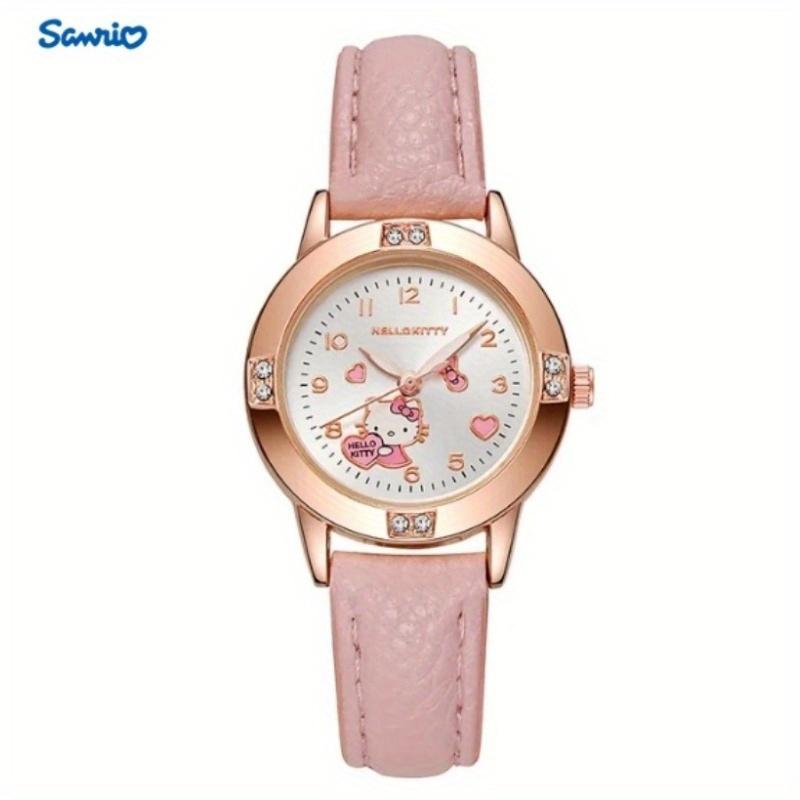 Sanrio Cartoon HelloKitty Melody Tuxedo Rose Golden Diamond Strap Watch Women's Sanrio Quartz Watch High-Value High-Grade Ins Style Quartz Watch High-End Fashion Single Item Suitable for the New School Season, Utility Hooks