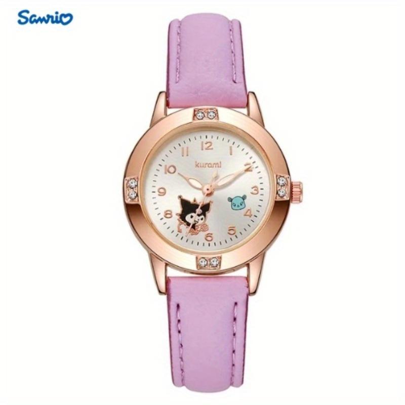 Sanrio Cartoon HelloKitty Melody Tuxedo Rose Golden Diamond Strap Watch Women's Sanrio Quartz Watch High-Value High-Grade Ins Style Quartz Watch High-End Fashion Single Item Suitable for the New School Season, Utility Hooks