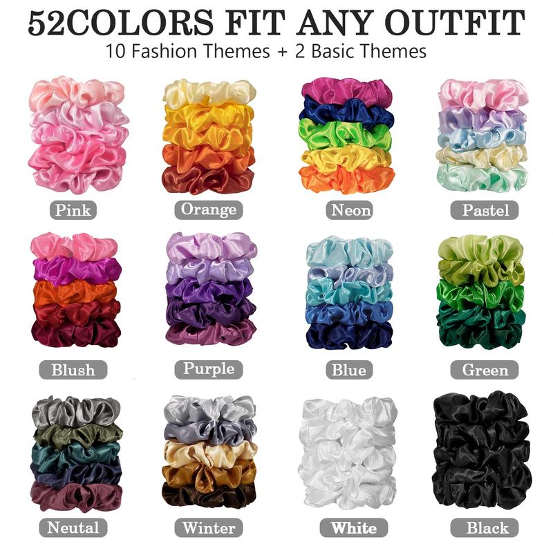 Satin Scrunchies for Women 60 Pack, Satin Silk Scrunchies for Hair Scrunchies for Girlfriend Satin Hair Scrunchies for Women's Hair Scrunchie Bulk Satin Scrunchies for Curly Hair