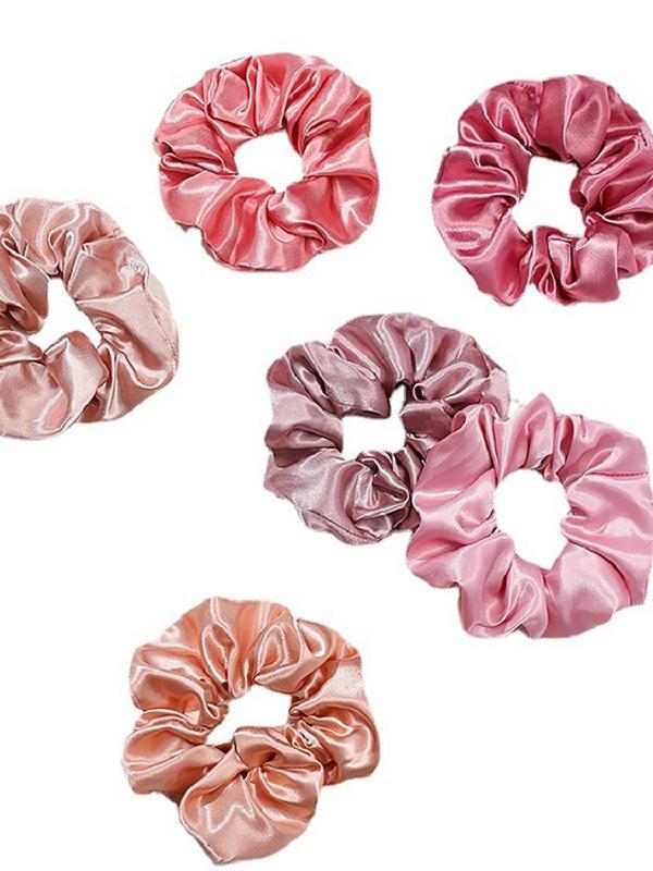 Solid Color Ruched Design Satin Scrunchie, Elegant High Stretch Hair Accessories for Women & Girls, Minimalist Headwear Suitable for Thick Hair