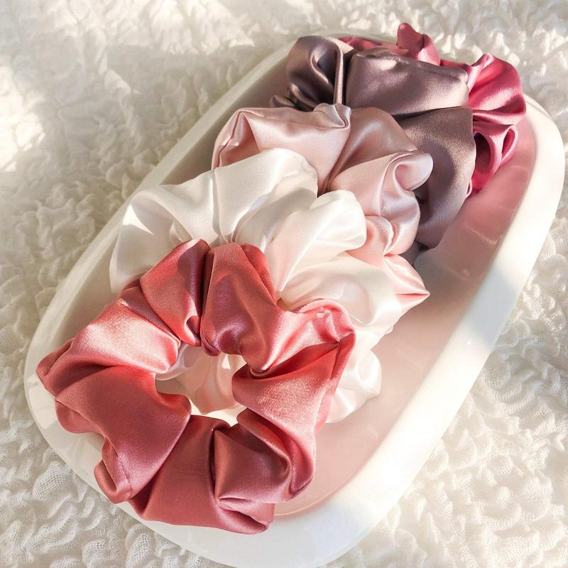 6 Pieces Satin Silk Scrunchies for hair, Big Hair Scrunchies Satin Hair Ties Ponytail Holder No Hurt Your Hair