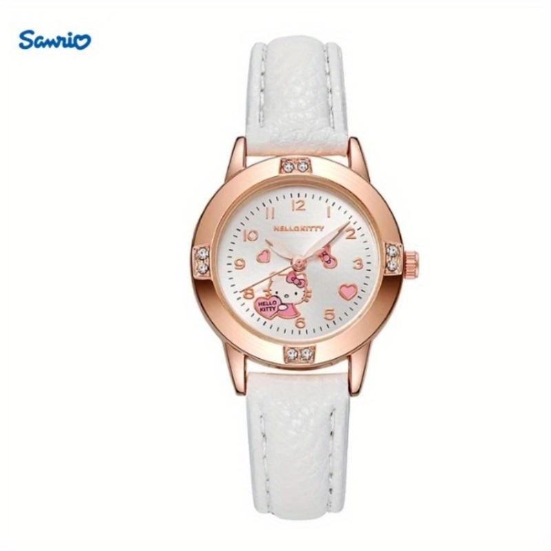 Sanrio Cartoon HelloKitty Melody Tuxedo Rose Golden Diamond Strap Watch Women's Sanrio Quartz Watch High-Value High-Grade Ins Style Quartz Watch High-End Fashion Single Item Suitable for the New School Season, Utility Hooks