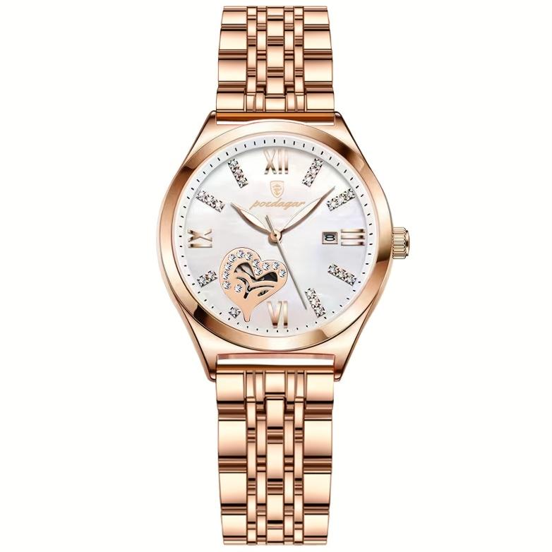 dr  POEDAGAR Women's Watch Heart Hollow Out Fashion Quartz Watch Luxury Rhinestone Analog WR Stainless Steel Wrist Watch  uk