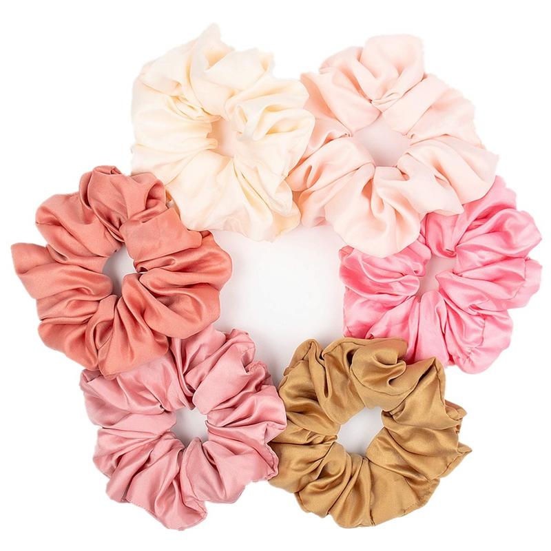 6 Pieces Satin Silk Scrunchies for hair, Big Hair Scrunchies Satin Hair Ties Ponytail Holder No Hurt Your Hair