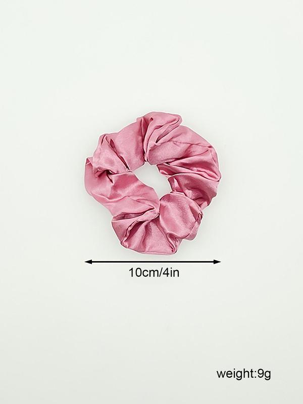 Solid Color Ruched Design Satin Scrunchie, Elegant High Stretch Hair Accessories for Women & Girls, Minimalist Headwear Suitable for Thick Hair