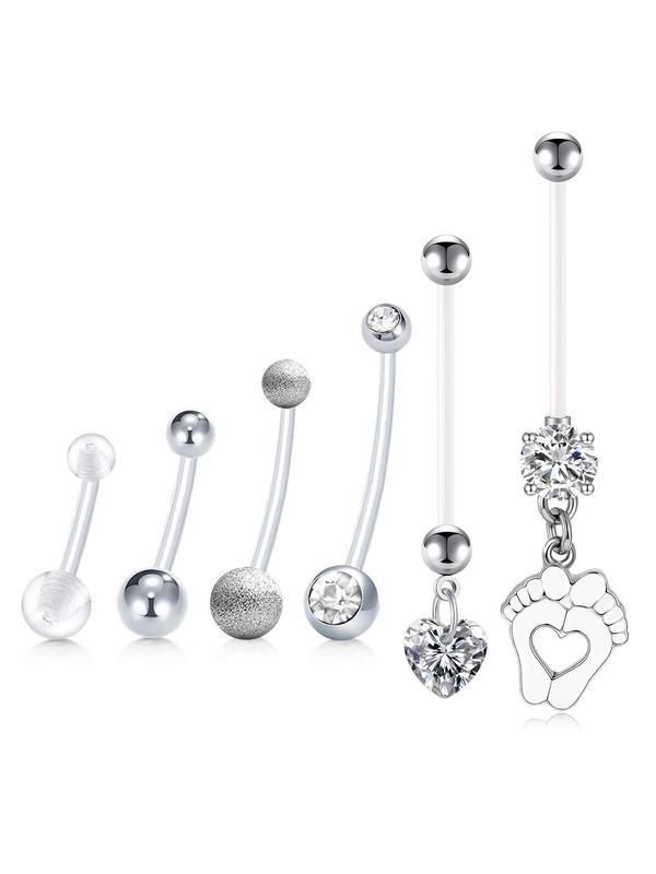 6pcs Belly Button Ring, Elastic Transparent Belly Button Piercing, Body Jewelry for Women & Men