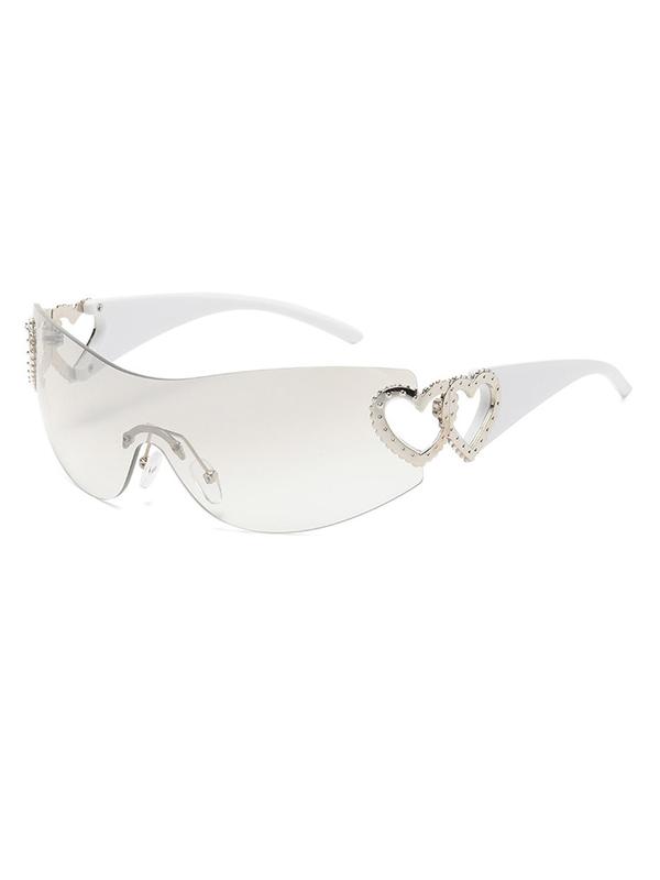 Y2K Style Fashion Hollow Out Heart Design Rimless Sunglasses For Everyday Use, Summer Fashion Sunglasses, Travel Accessories