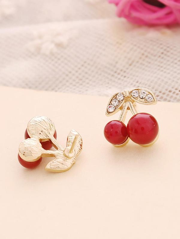 1 Pair Rhinestone Cherry Stud Earrings