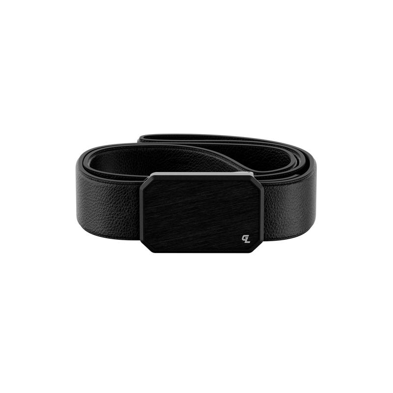 Groove Belt Max Leather - Black - Full Grain Leather, Stretch Belt, Magnetic Aluminum Buckle, Lifetime Coverage