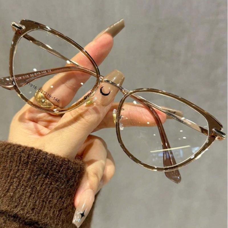 Tea Colored Cat Eye Glasses For Women Clear Glasses Accessories Blue Light Glasses Accessories For Women