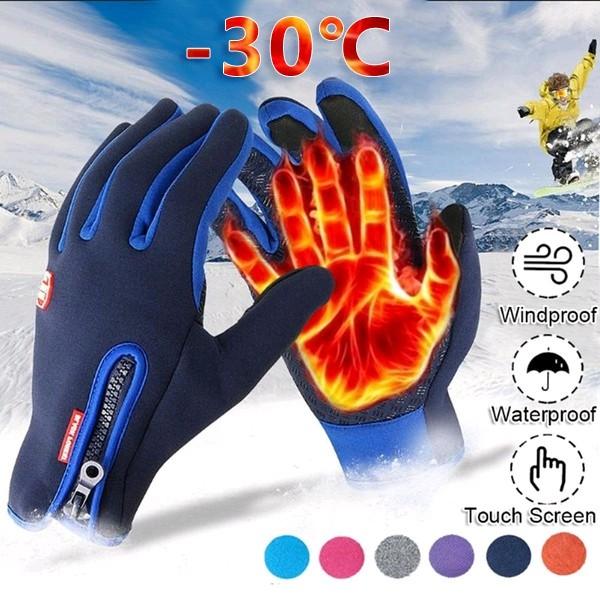 Water Resistant Windproof Heated Gloves with Touch Screen Leather - 2 Pairs