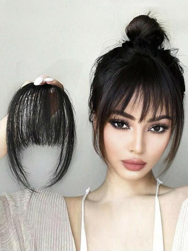 Clip-in Bangs, Natural Fluffy Bangs Hairpiece, Synthetic Extensions, Air Bangs Hairpiece, Clip in Hair Extensions for Women