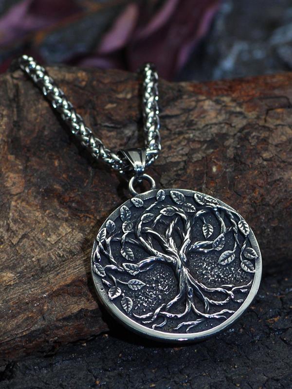 Vintage Tree of Life Pendant Necklace for Men & Women, Punk Casual All-match Jewelry for Teens Gift, Classic Fashion Accessories for Daily Wear