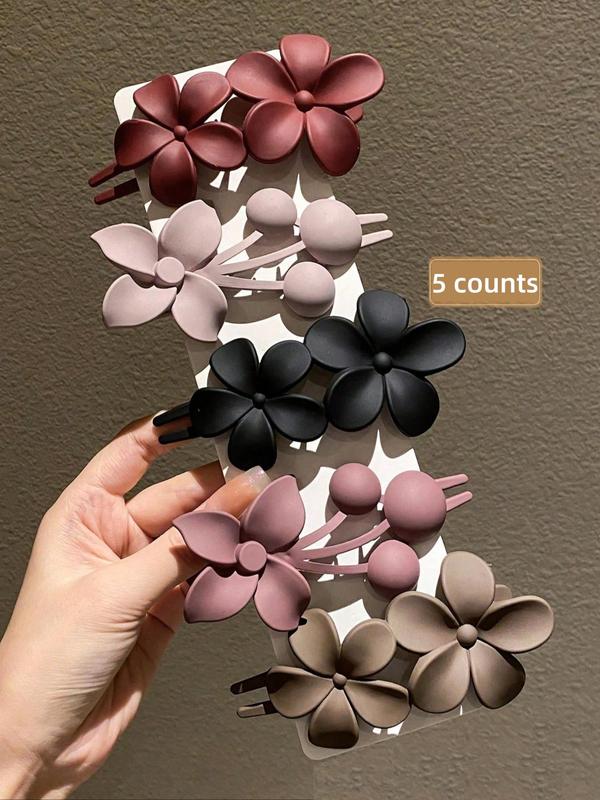 Flower Decor Hair Clips Set, Fashionable Hair Accessories for Women & Girls, Minimalist Headwear Suitable for Thick Hair