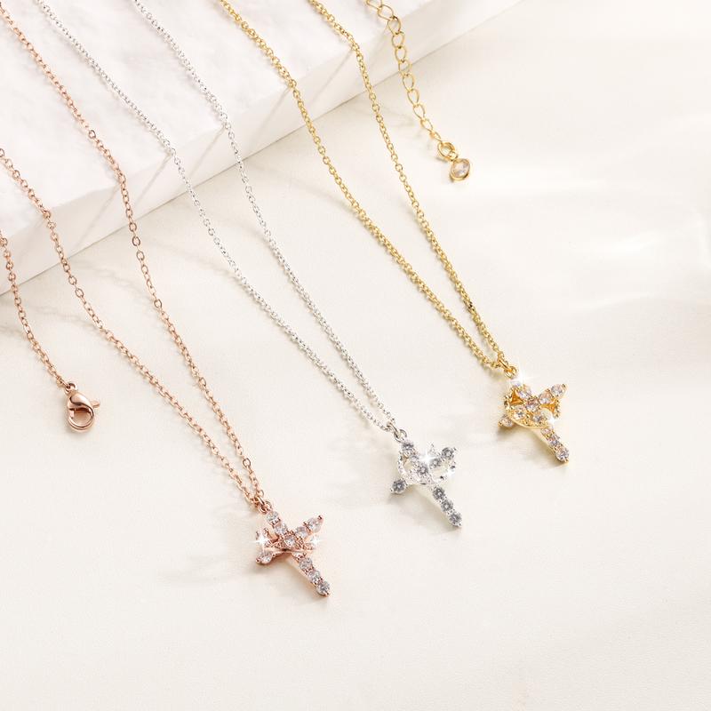 FOXGIRL Gold Cross Necklace For Women Crown Necklace Retro Cross Faith Pendant Necklaces Hristian Gifts For Women Birthday Gift Catholic Jesus