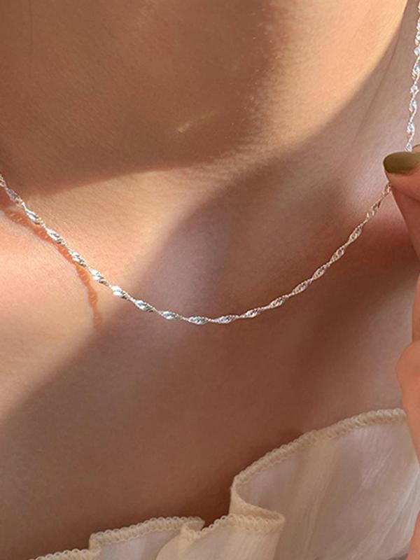 Women's Elegant Temperament Glittering Minimalist Chain Necklace, Trendy Simple Chain Necklace, Fashionable Jewelry for Women As Birthday Gift