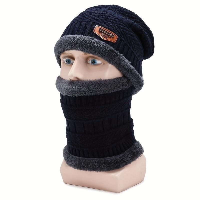 1 Piece Winter Windproof Knitted Warm Hat, Men's Winter Scarf Collar Sets