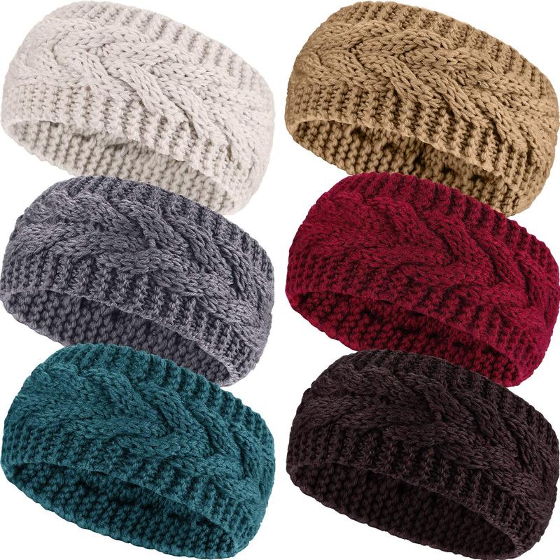 6 count Women's  Knitted Headbands, Winter Chunky Ear Warmers Suitable for Daily Wear and  (Assorted Color)