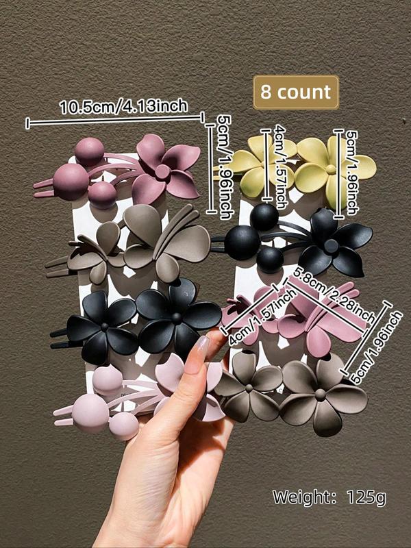 Flower Decor Hair Clips Set, Fashionable Hair Accessories for Women & Girls, Minimalist Headwear Suitable for Thick Hair