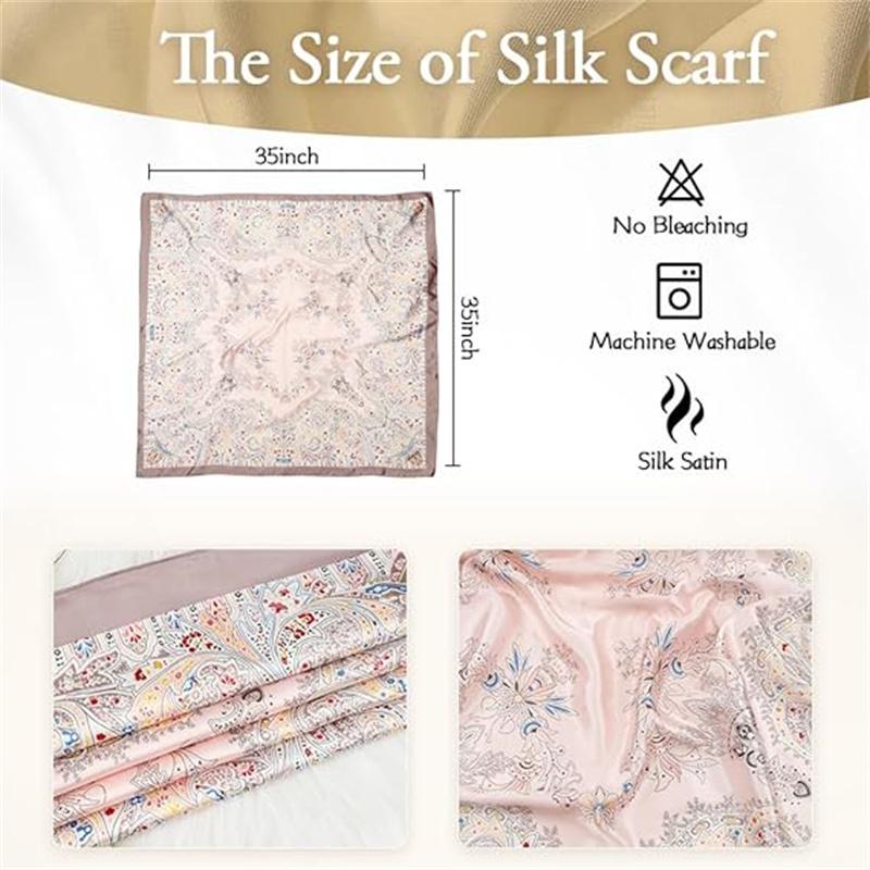 35in x 35in Silk Like Head Scarf for Women, Silk Hair Wrap for Sleeping, Women's Scarves & Wraps,