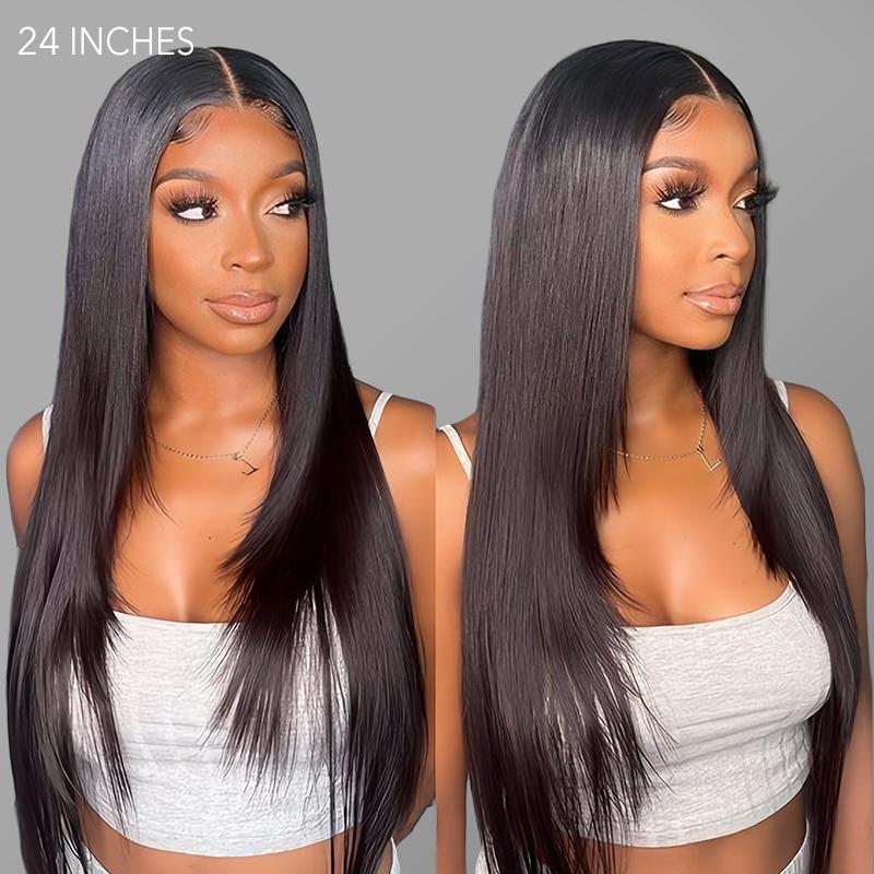 Wavymy Trendy Layered Cut 90's Inspired Pre-bleached Wear Go Glueless Wigs 180% Density Straight 4x6 HD Lace Closure Wigs 100% Human Hair