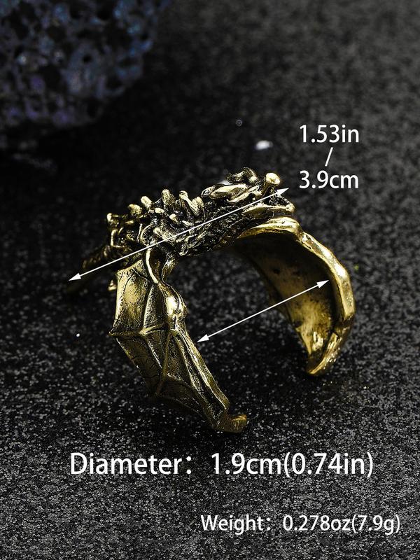 Vintage Dragon Design Open Ring, Unisex Adjustable Ring, Fashion Jewelry for Party, Daily Clothing Decor, Trendy All-match & Exquisite Jewelry for Birthday Gift