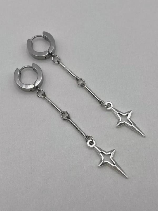 Hollow Out Star Design Dangle Earrings, Punk Jewelry For Party, Daily Decor For Girl