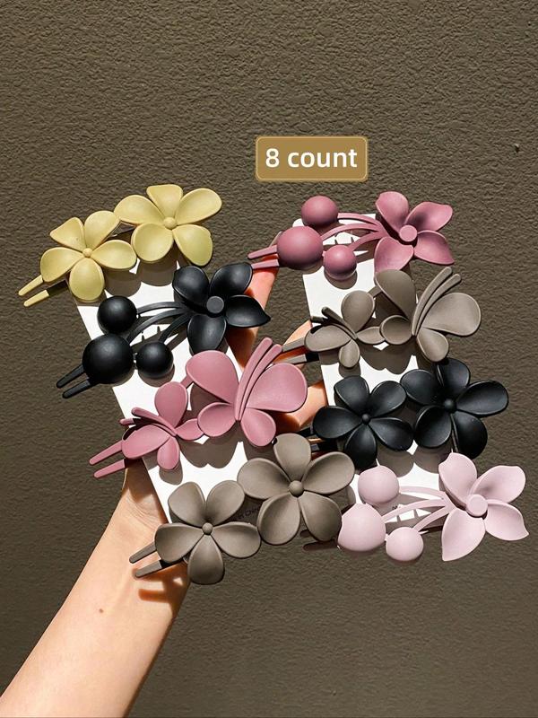 Flower Decor Hair Clips Set, Fashionable Hair Accessories for Women & Girls, Minimalist Headwear Suitable for Thick Hair