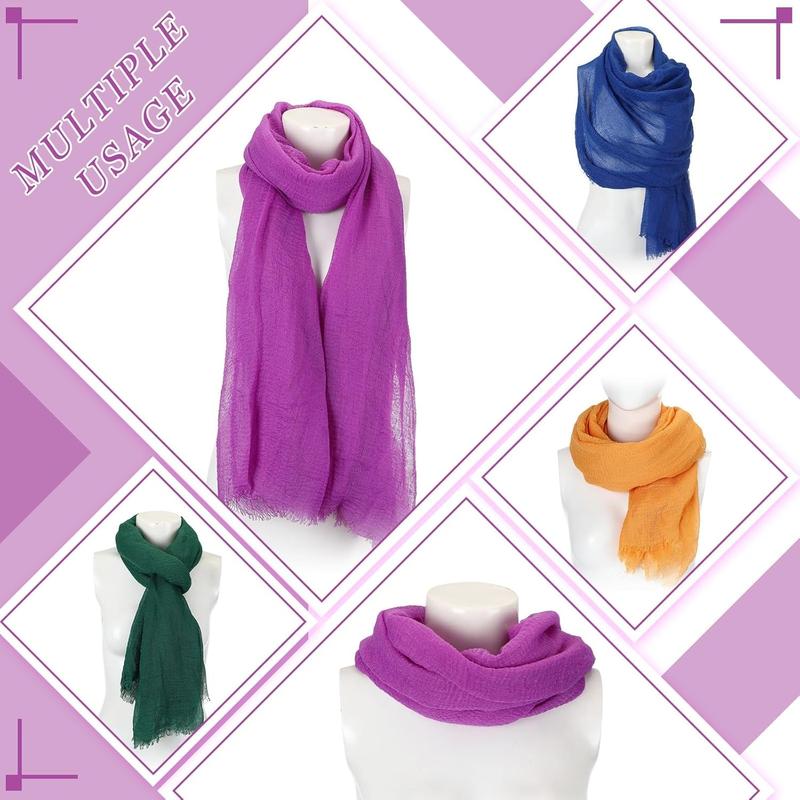 6 Pcs Women Scarf Shawl Hijab Scarfs Cotton Blend Crinkle Scarf Wrap Head Scarf for Seasons