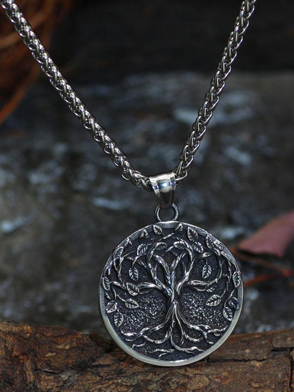 Vintage Tree of Life Pendant Necklace for Men & Women, Punk Casual All-match Jewelry for Teens Gift, Classic Fashion Accessories for Daily Wear