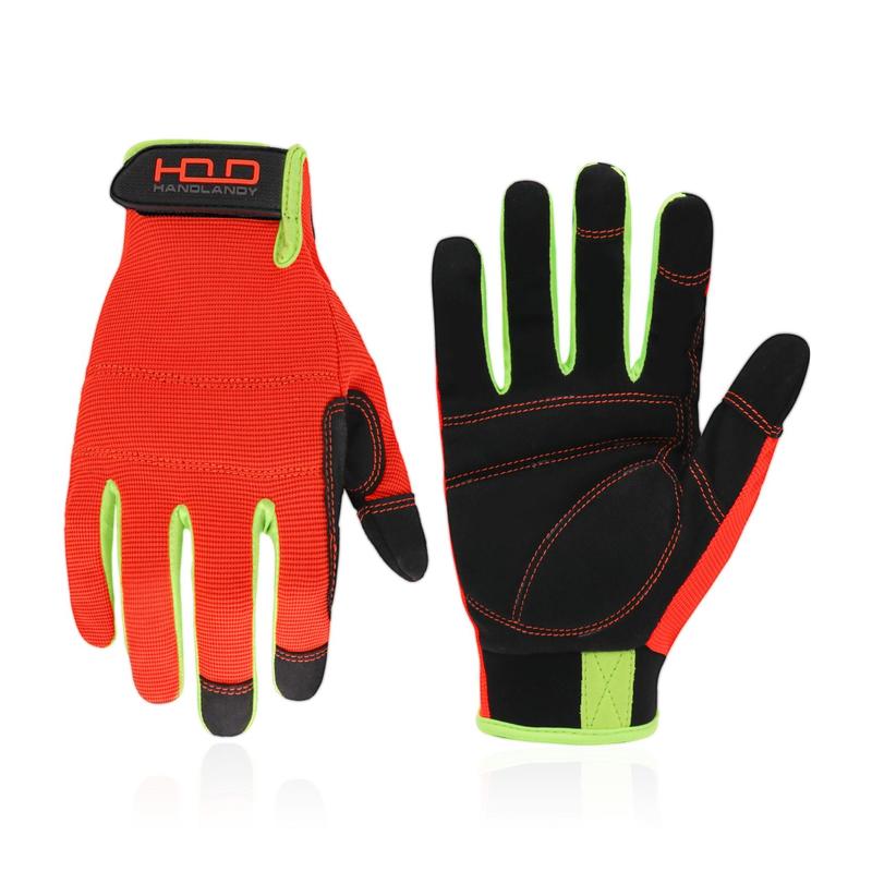 Men's Touch Screen Fingertips Design Work Gloves, 1 Pair Comfortable Gloves, Flexible & Breathable Mechanic Gloves for Men