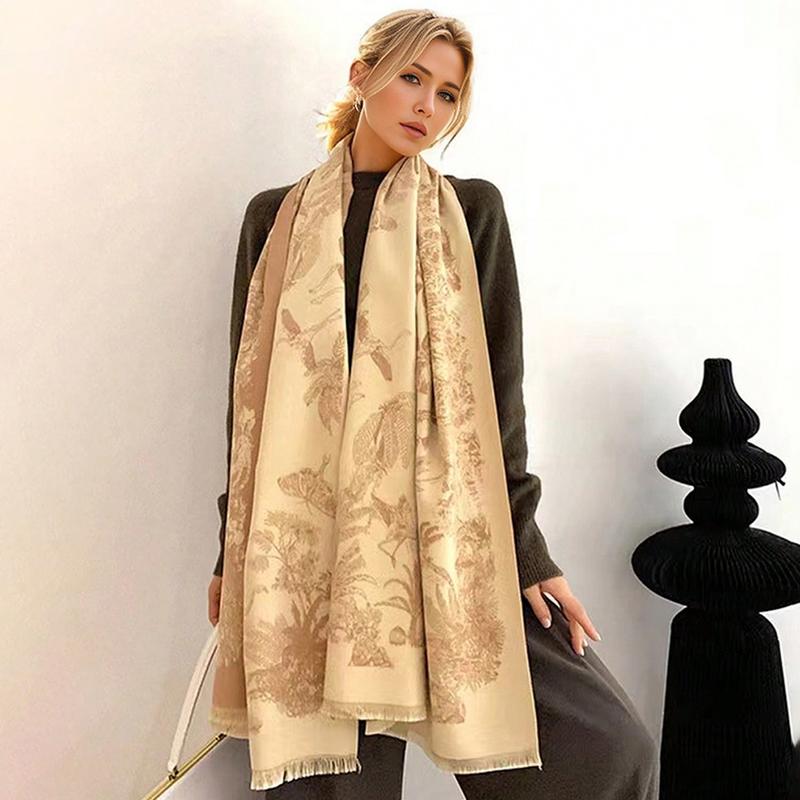 Autumn and Winter Cloak Wool Air Conditioning Large Shawl Thickened Cashmere Warm Student Extended Plaid Double-sided Scarf