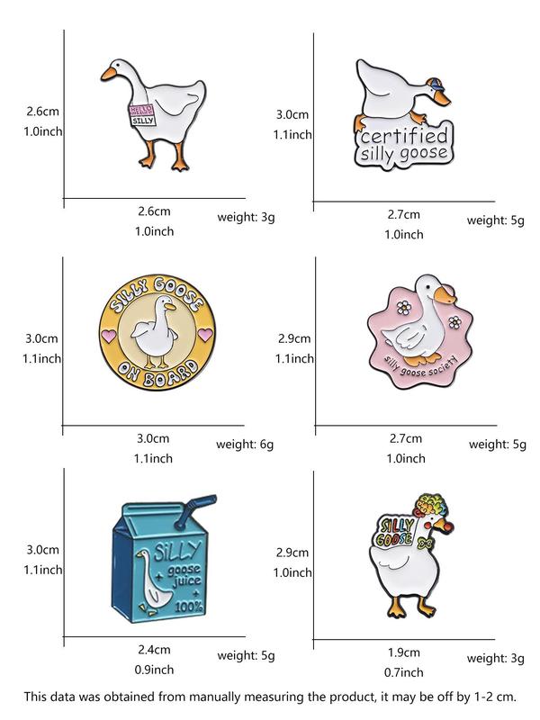 Cute Cartoon Goose & Letter & Drink Bottle Design Brooch, Animal Themed Clothes Brooch, Fashion Accessories for Women & Men