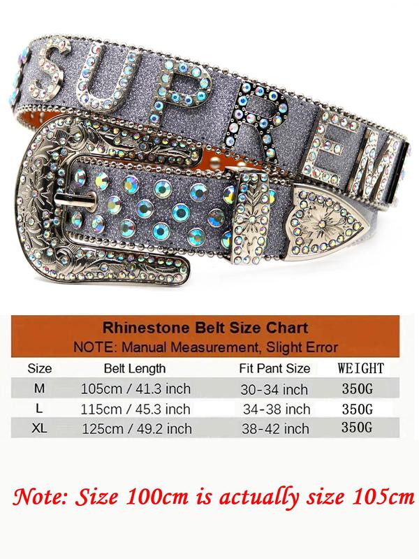 Rhinestone Letter Decorated Belt, Punk Style Y2k Accessories for Men & Women, Fashionable Jeans Belt for Daily Decoration