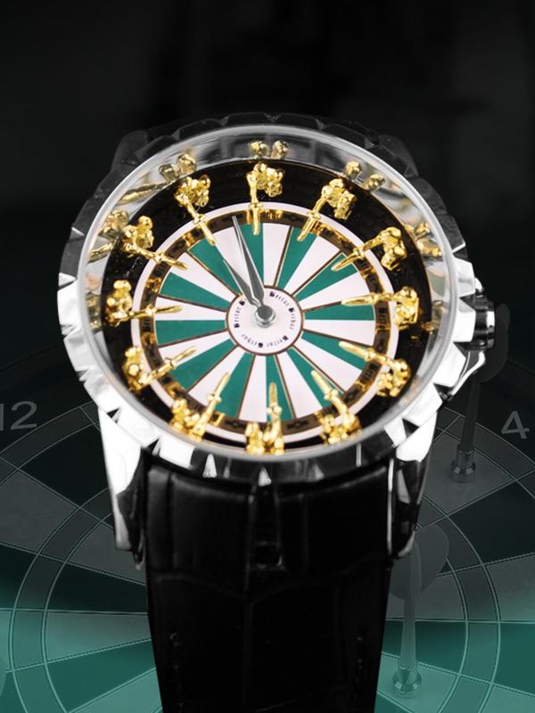 Men's Vintage Dartboard Design Round Dial Quartz Watch, Fashion Watch for Party, Daily Decor, Trendy All-match & Exquisite Watch for Birthday Gift with Box