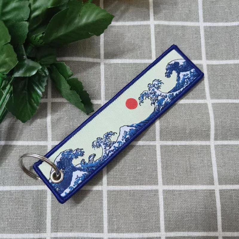 Embroidery Wave Pattern Car Keychain, Portable Decorative Keychain for Car Key, Car Interior Decoration Accessories for Men & Women