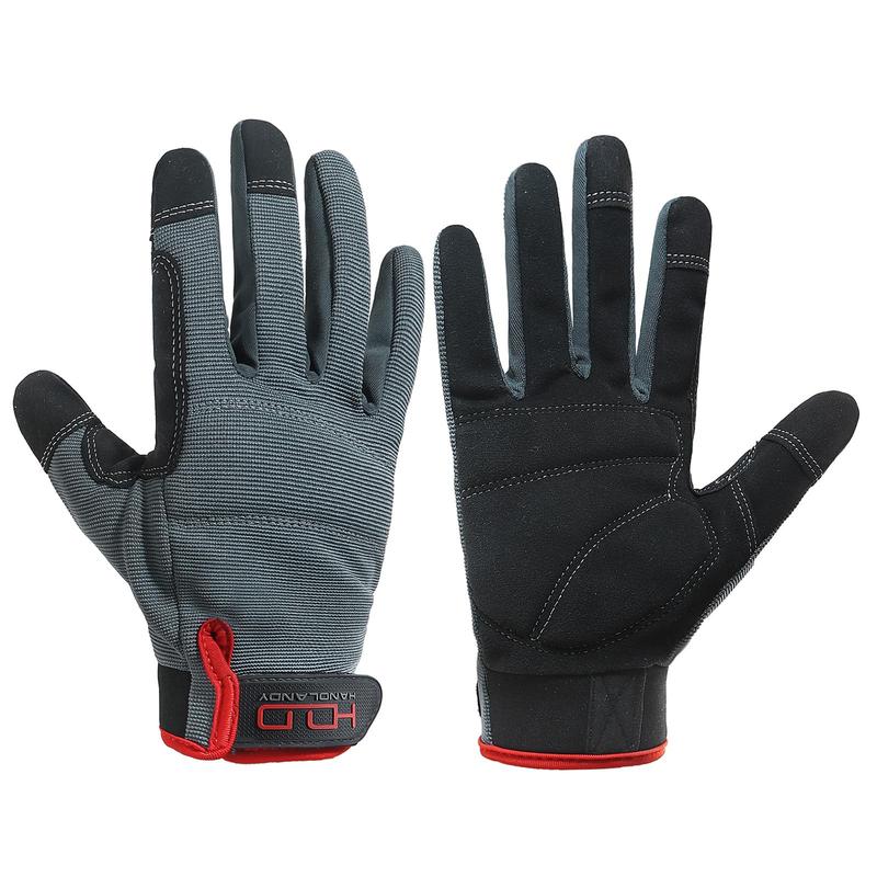 Men's Touch Screen Fingertips Design Work Gloves, 1 Pair Comfortable Gloves, Flexible & Breathable Mechanic Gloves for Men