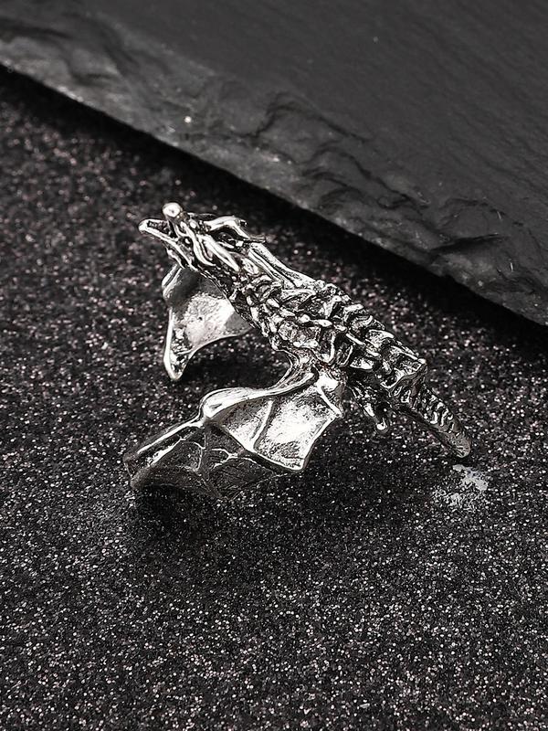 Vintage Dragon Design Open Ring, Unisex Adjustable Ring, Fashion Jewelry for Party, Daily Clothing Decor, Trendy All-match & Exquisite Jewelry for Birthday Gift