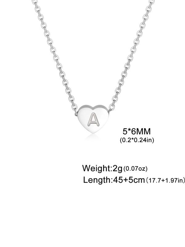 Heart & Letter Design Initial Pendant Necklace for Girlfriend, Elegant Stainless Steel Matching Jewelry, Girl's Temperament All-match Necklace, I Love My Girlfriend