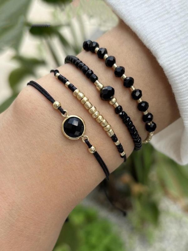 Boho Style Beaded Bracelet Set, 2024 New Style Fashionable Jewelry for Women & Men, Trendy All-match & Exquisite Matching Bracelet for Birthday Gift