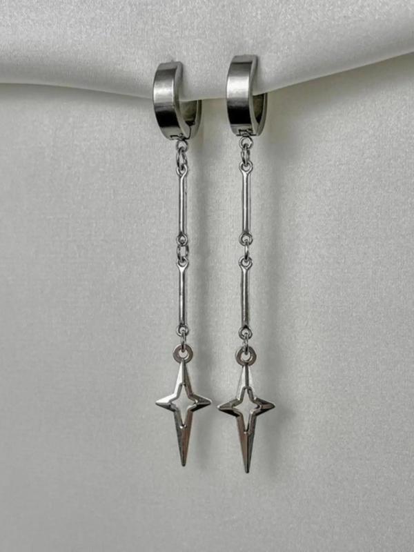 Hollow Out Star Design Dangle Earrings, Punk Jewelry For Party, Daily Decor For Girl