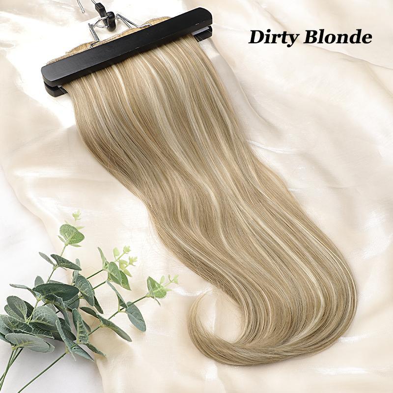 ALXNAN Clip in Hair Extensions, Synthetic Bleach Blonde Hair Extensions Black Long Stright Layered Hair Extensions for Women