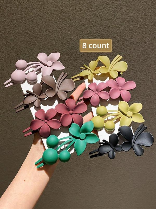 Flower Decor Hair Clips Set, Fashionable Hair Accessories for Women & Girls, Minimalist Headwear Suitable for Thick Hair