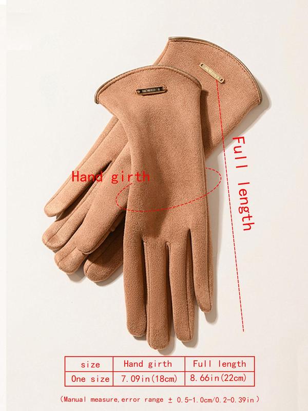 Women's Solid Color Touch Screen Gloves, Casual Trendy Warm Gloves for Fall & Winter, Fashionable Gloves for Women & Girls