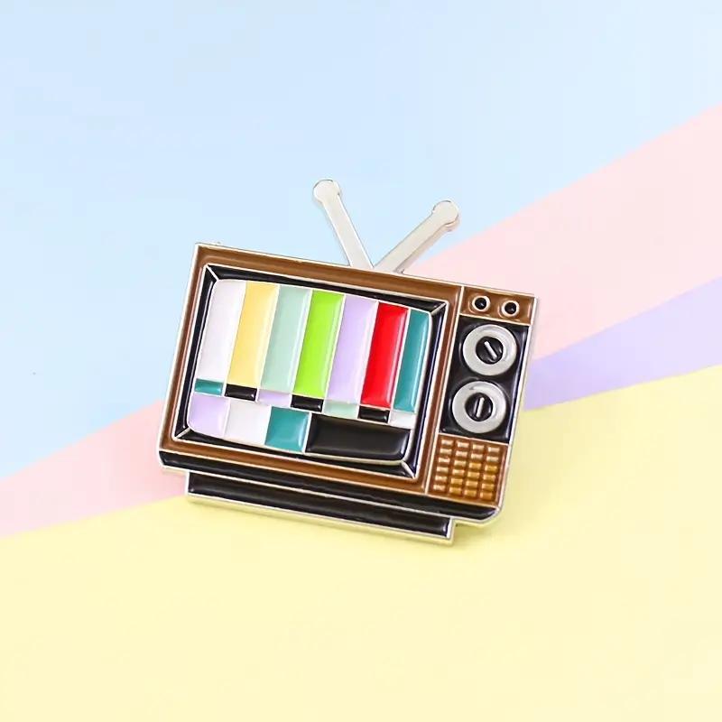 Vintage No Signal TV Design Brooch, 1 Count Unique Accessory for Retro Enthusiasts, Ideal Choice for Gift