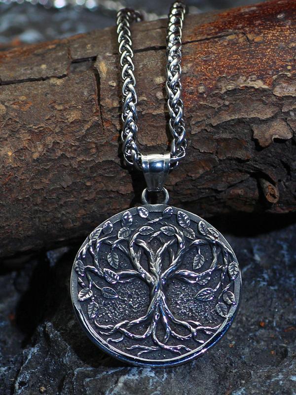 Vintage Tree of Life Pendant Necklace for Men & Women, Punk Casual All-match Jewelry for Teens Gift, Classic Fashion Accessories for Daily Wear