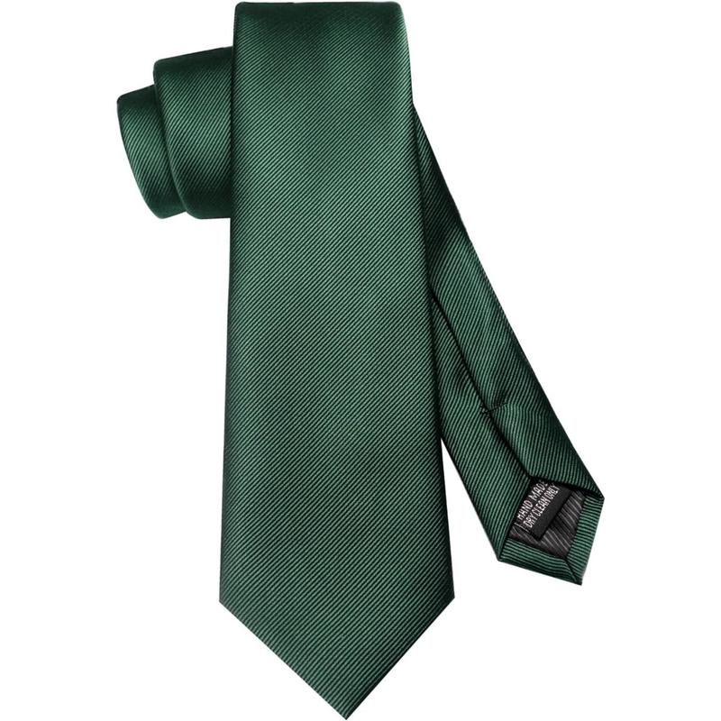 Solid Color Formal Necktie and Pocket Square Tie Clip Sets for Men